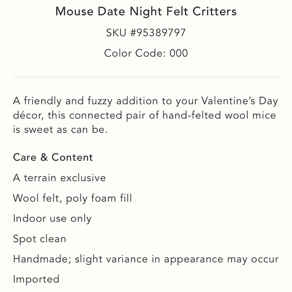 Anthropologie Mice Date Night Valentine’s edition

🔥Price firm no offers🔥 - Picture 3 of 8